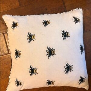 Bee Embroidered Throw Pillow